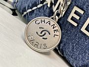 Fortok Chanel Bag Quilted Denim & Silver Metallic Blue 19x20x6cm - 4