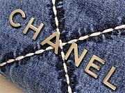 Fortok Chanel Bag Quilted Denim & Silver Metallic Blue 19x20x6cm - 2