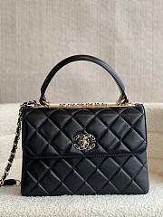  Fortok Chanel Lambskin Quilted Small Trendy CC Dual Handle Flap Bag Black 25cm - 1