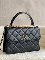  Fortok Chanel Lambskin Quilted Small Trendy CC Dual Handle Flap Bag Black 25cm - 6