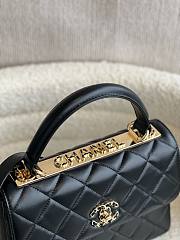  Fortok Chanel Lambskin Quilted Small Trendy CC Dual Handle Flap Bag Black 25cm - 5