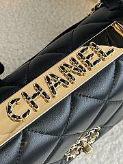  Fortok Chanel Lambskin Quilted Small Trendy CC Dual Handle Flap Bag Black 25cm - 4