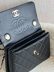  Fortok Chanel Lambskin Quilted Small Trendy CC Dual Handle Flap Bag Black 25cm - 2