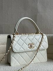Fortok Chanel Lambskin Quilted Small Trendy CC Dual Handle Flap Bag White 25cm - 6