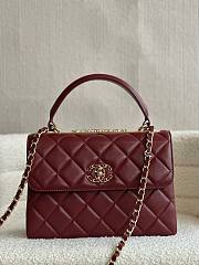 Fortok Chanel Lambskin Quilted Small Trendy CC Dual Handle Flap Bag Burgundy 25cm - 1