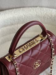 Fortok Chanel Lambskin Quilted Small Trendy CC Dual Handle Flap Bag Burgundy 25cm - 5