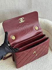 Fortok Chanel Lambskin Quilted Small Trendy CC Dual Handle Flap Bag Burgundy 25cm - 4