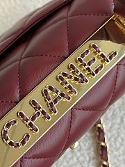 Fortok Chanel Lambskin Quilted Small Trendy CC Dual Handle Flap Bag Burgundy 25cm - 2