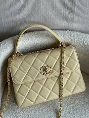Fortok Chanel Lambskin Quilted Small Trendy CC Dual Handle Flap Bag Beige 25cm - 1