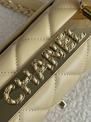 Fortok Chanel Lambskin Quilted Small Trendy CC Dual Handle Flap Bag Beige 25cm - 3