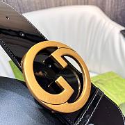 Fortok Gucci Interlocking G Belt Patent Leather Black 7cm - 4