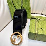 Fortok Gucci Interlocking G Belt Patent Leather Black 7cm - 3