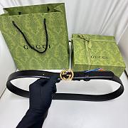 Fortok Gucci Interlocking G Belt Black Gold/Sliver Buckle 2.5cm - 1