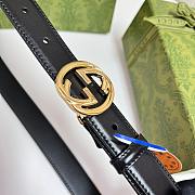 Fortok Gucci Interlocking G Belt Black Gold/Sliver Buckle 2.5cm - 4