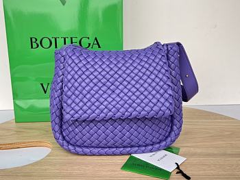 Fortok Bottega Veneta Cobble Shoulder Bag Purple 709418 26x21x9cm