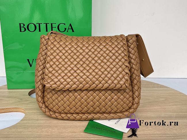Fortok Bottega Veneta Cobble Shoulder Bag Brown 709418 26x21x9cm - 1