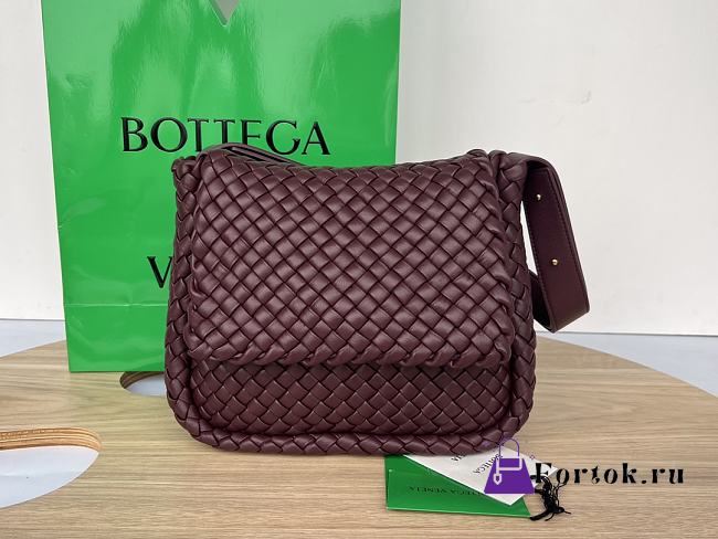 Fortok Bottega Veneta Cobble Shoulder Bag Burgundy 709418 26x21x9cm - 1