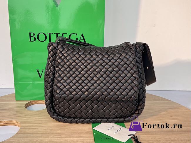 Fortok Bottega Veneta Cobble Shoulder Bag Black 709418 26x21x9cm - 1