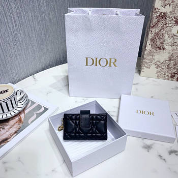 Fortok Dior Lady 5-Gusset Card Holder Black 10.5x6x3cm