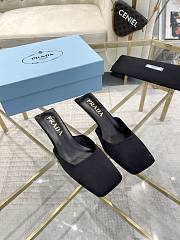 Fortok Prada Black Square-toe Satin Mules - 1
