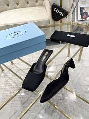 Fortok Prada Black Square-toe Satin Mules - 4