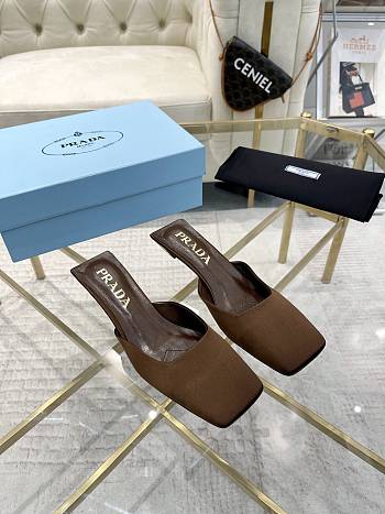 Fortok Prada Brown Square-toe Satin Mules