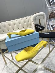 Fortok Prada Yellow Square-toe Satin Mules - 6