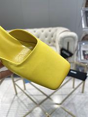 Fortok Prada Yellow Square-toe Satin Mules - 3