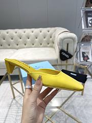 Fortok Prada Yellow Square-toe Satin Mules - 2