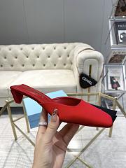 Fortok Prada Red Square-toe Satin Mules - 6