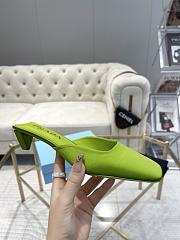 Fortok Prada Green Square-toe Satin Mules - 4