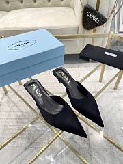 Fortok Prada Pointed Toe Triangle Heel Mules Black - 1