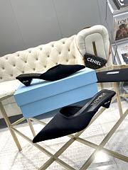 Fortok Prada Pointed Toe Triangle Heel Mules Black - 5