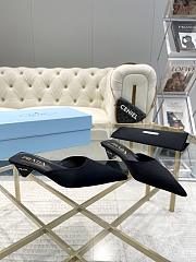 Fortok Prada Pointed Toe Triangle Heel Mules Black - 3