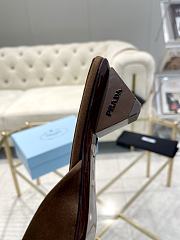 Fortok Prada Pointed Toe Triangle Heel Mules Brown - 4