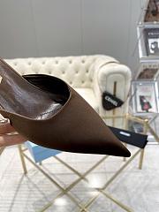 Fortok Prada Pointed Toe Triangle Heel Mules Brown - 3