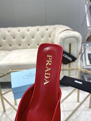 Fortok Prada Pointed Toe Triangle Heel Mules Red - 5