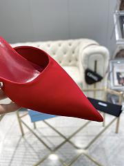 Fortok Prada Pointed Toe Triangle Heel Mules Red - 4