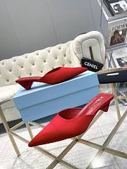 Fortok Prada Pointed Toe Triangle Heel Mules Red - 3