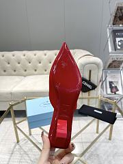 Fortok Prada Pointed Toe Triangle Heel Mules Red - 2