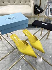 Fortok Prada Pointed Toe Triangle Heel Mules Yellow - 1