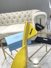 Fortok Prada Pointed Toe Triangle Heel Mules Yellow - 6