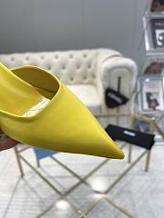 Fortok Prada Pointed Toe Triangle Heel Mules Yellow - 2