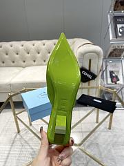 Fortok Prada Pointed Toe Triangle Heel Mules Green - 6