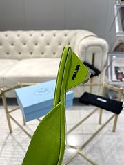 Fortok Prada Pointed Toe Triangle Heel Mules Green - 5