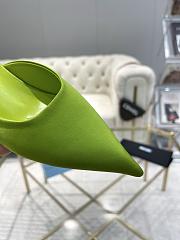 Fortok Prada Pointed Toe Triangle Heel Mules Green - 4