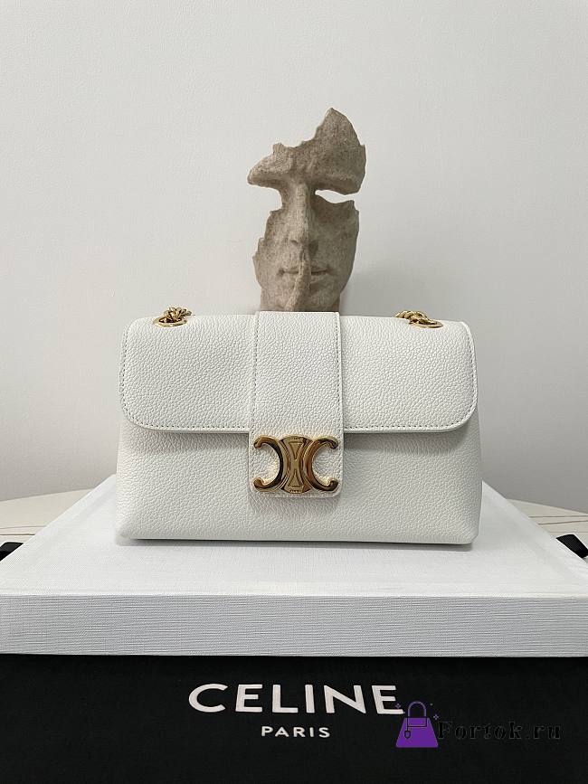 Fortok Celine Victorie Bag In Triomphe Canvas White 116592 23.5×14×8cm - 1
