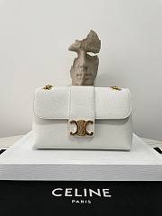 Fortok Celine Victorie Bag In Triomphe Canvas White 116592 23.5×14×8cm - 1