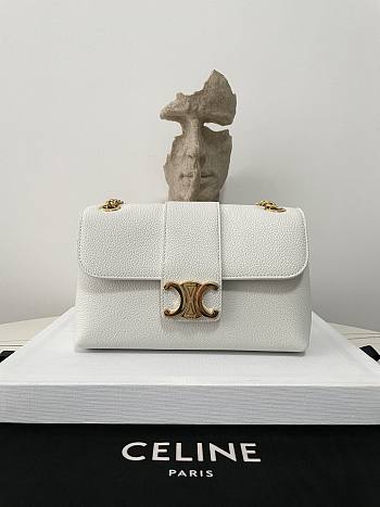 Fortok Celine Victorie Bag In Triomphe Canvas White 116592 23.5×14×8cm