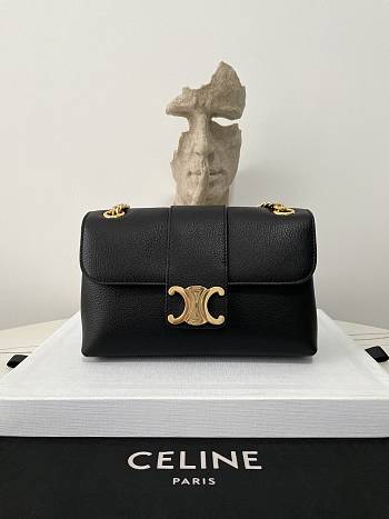 Fortok Celine Victorie Bag In Triomphe Canvas Black 116592 23.5×14×8cm